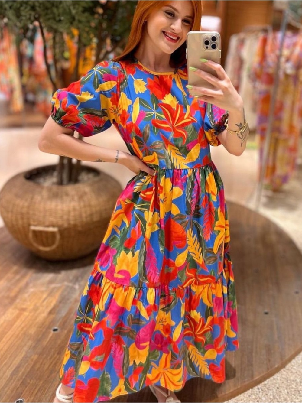 Farm Rio Tropical Flower Midi Dress
